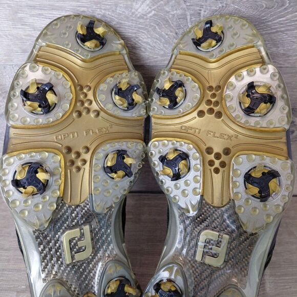 FootJoy DryJoy Tour Golf Shoes Men 9.5 Black Leather Waterproof Soft Spike 53676 - Picture 9 of 12